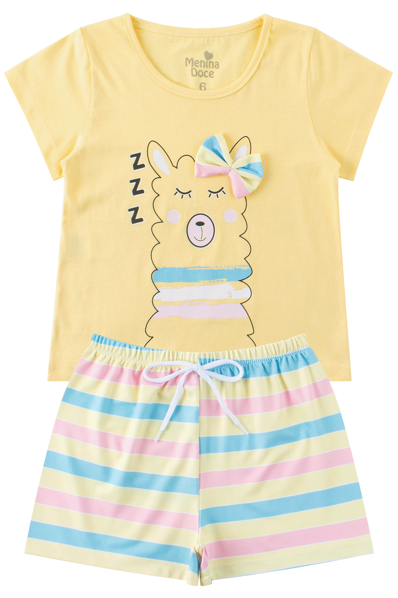 pijama infantil feminino meia malhasuplex sublimado lhama menina doce
