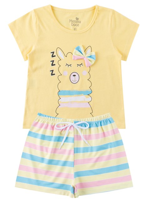 pijama infantil feminino meia malhasuplex sublimado lhama menina doce