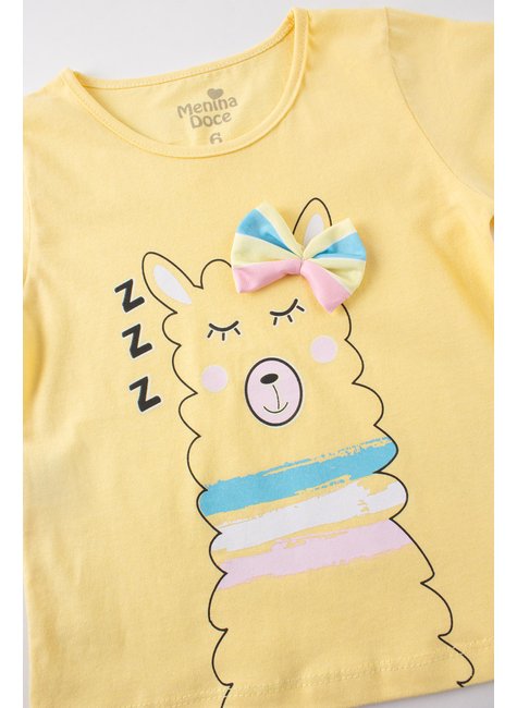 pijama infantil feminino meia malhasuplex sublimado lhama menina doce 4