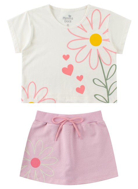 conjunto infantil feminino meia malhamoletinho flor menina doce 11