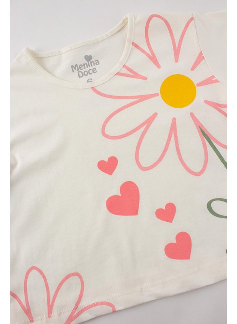 conjunto infantil feminino meia malhamoletinho flor menina doce 14