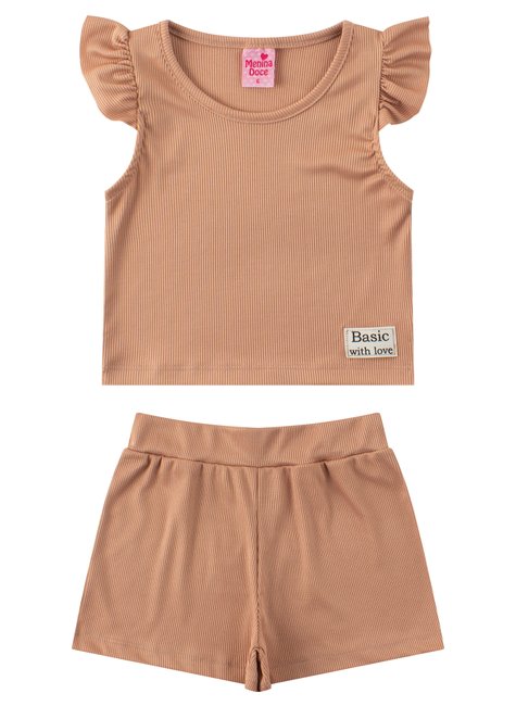 conjunto infantil feminino ribana canelada lovely menina doce