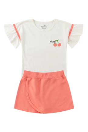 Conjunto Infantil Feminino Meia Malha/Moletinho Cherry - Menina Doce