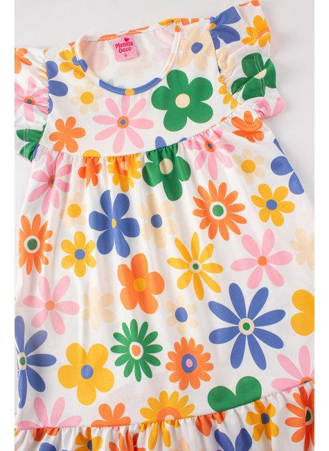 vestido infantil feminino suplex sublimado flowers menina doce 2