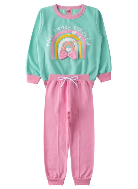 conjunto infantil feminino moletom peluciado colorful menina doce 11