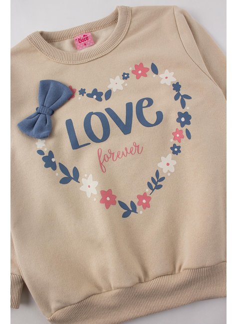 conjunto infantil feminino moletom peluciado love forever menina doce 9