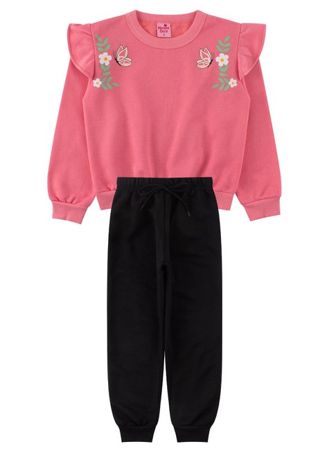 conjunto infantil feminino moletom peluciado delicada menina doce