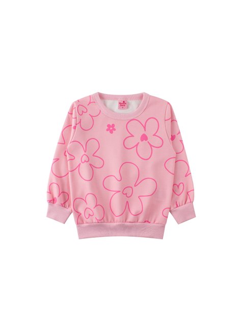 conjunto infantil feminino moletom sublimado peluciado flowers menina doce 12