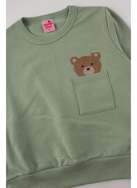 conjunto infantil feminino moletom peluciado bear menina doce 4