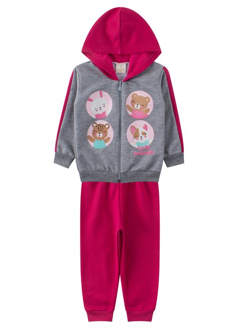 conjunto de bebe feminino moletom peluciado cute animals viston