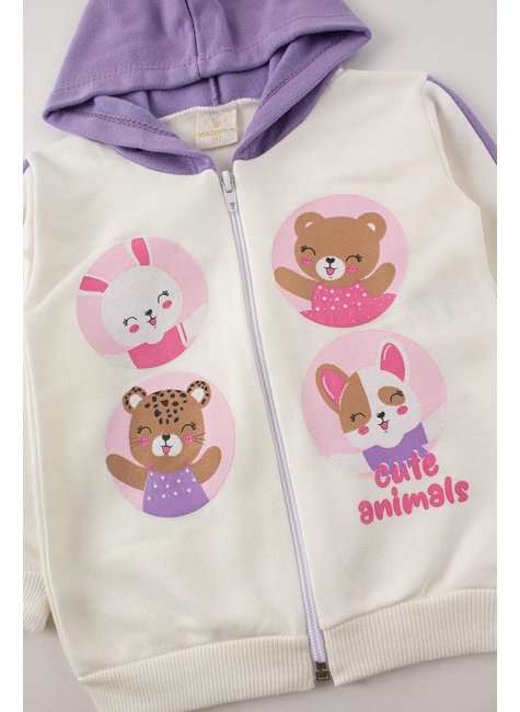 conjunto de bebe feminino moletom peluciado cute animals viston 9