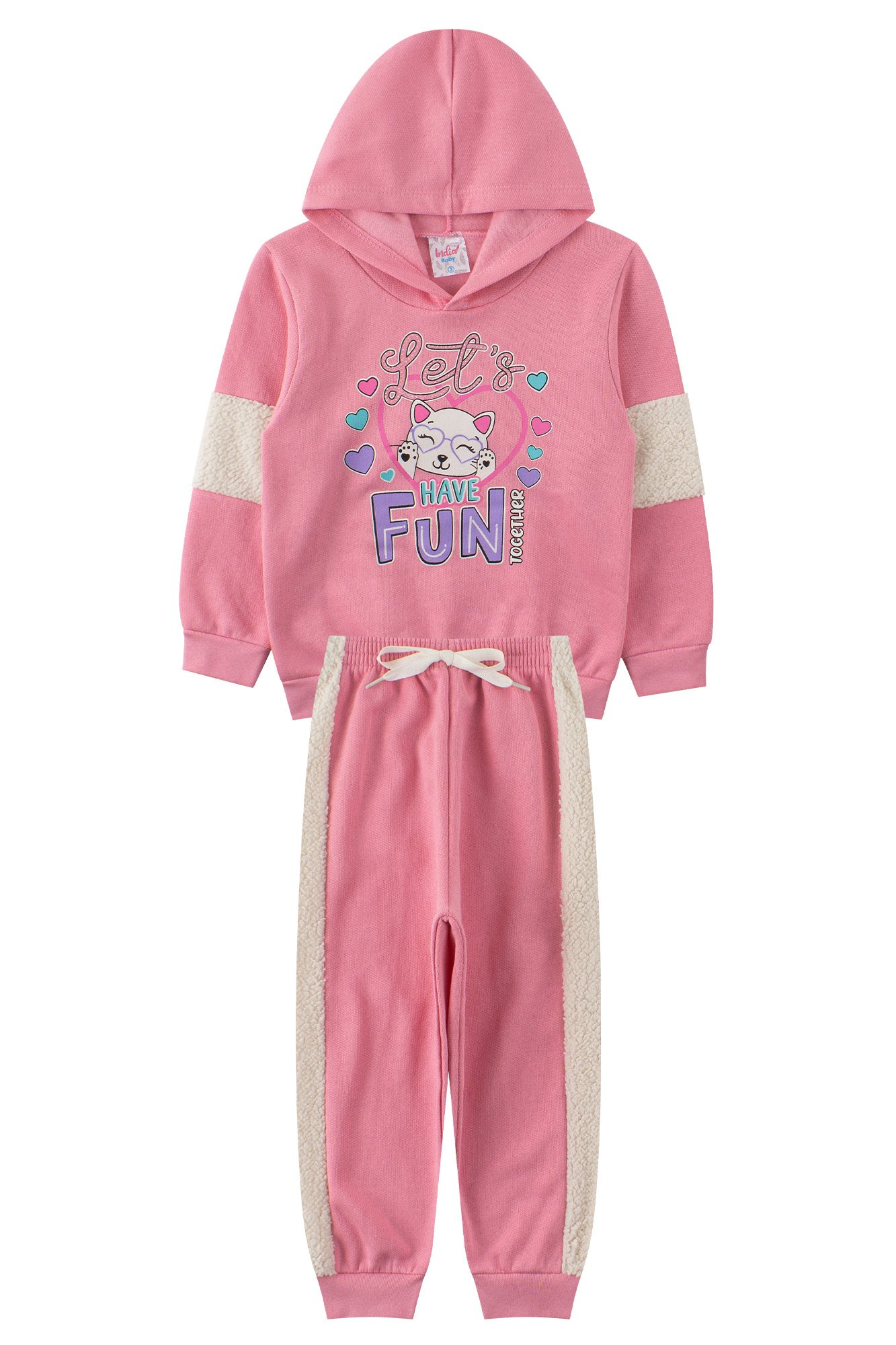 Moletom De Carne Conjunto Infantil Feminino Moletom Peluciado/Pelo