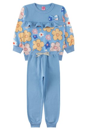 Conjunto Infantil Feminino Moletom Sublimado Peluciado/Moletom Peluciado Floral - Menina Doce