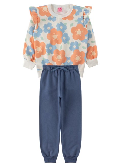 conjunto infantil feminino moletom sublimado peluciadomoletom peluciado flowers menina doce