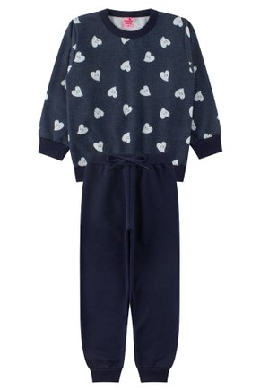 Conjunto Infantil Feminino Moletom Sublimado Peluciado/Moletom Peluciado Corações - Menina Doce