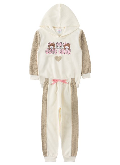 conjunto infantil feminino moletom peluciadopelo carneirinho cute bear india baby