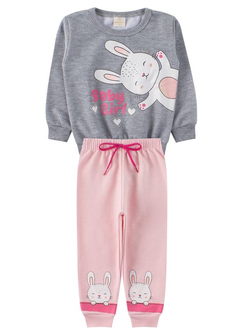 conjunto de bebe feminino moletom peluciado baby girl viston