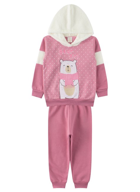 conjunto infantil feminino moletom peluciadopelo bear girl viston