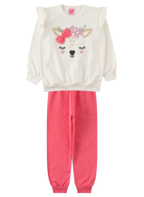 conjunto infantil feminino moletom peluciado fofura menina doce