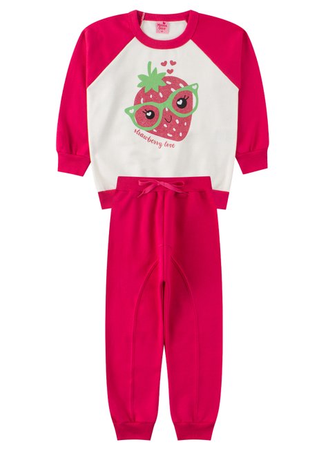 conjunto infantil feminino moletom peluciado fruits menina doce 11
