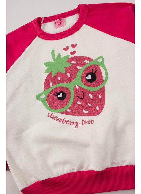conjunto infantil feminino moletom peluciado fruits menina doce 14