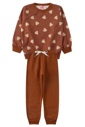 Conjunto Infantil Feminino Moletom Sublimado Peluciado/Moletom Peluciado Corações - Menina Doce