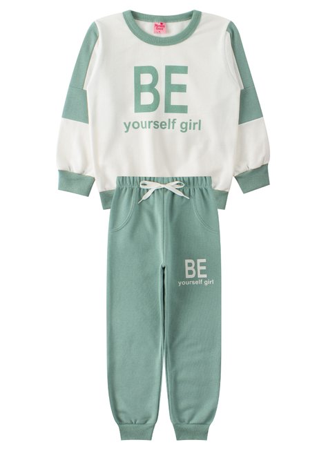 conjunto infantil feminino moletom peluciado be yourself girl menina doce