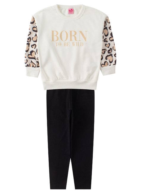 conjunto infantil feminino moletom peluciadocotton born to be wild menina doce