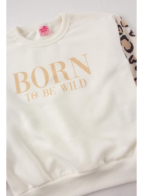 conjunto infantil feminino moletom peluciadocotton born to be wild menina doce 4