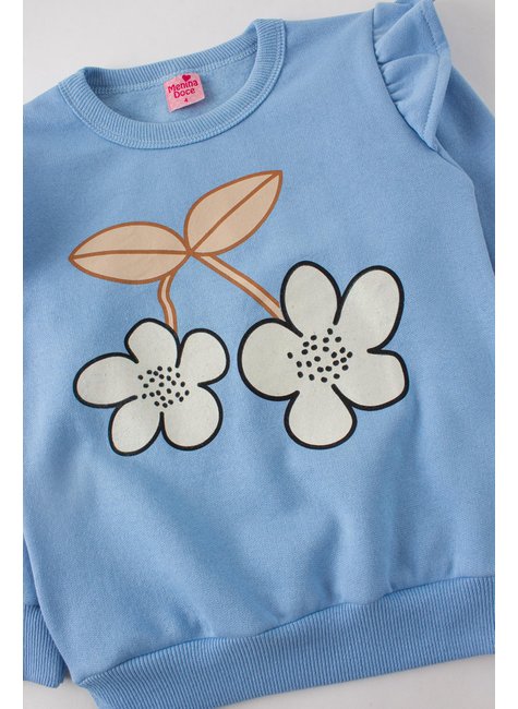 conjunto infantil feminino moletom peluciadosuplex sublimado flowers menina doce 4