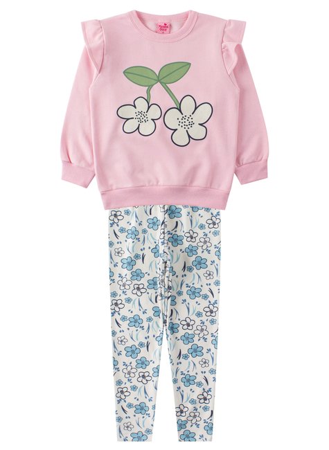 conjunto infantil feminino moletom peluciadosuplex sublimado flowers menina doce 11