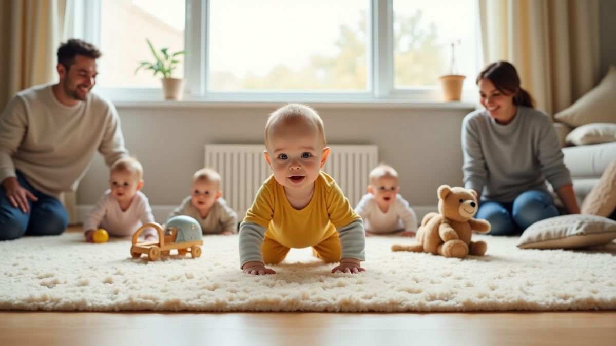 com quantos anos o bebe comeca a engatinhar