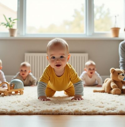 com quantos anos o bebe comeca a engatinhar