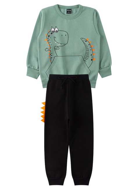 conjunto infantil masculino moletom peluciado dinossauro mino s 6