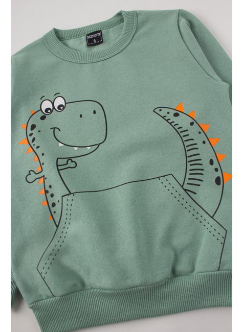 conjunto infantil masculino moletom peluciado dinossauro mino s 9
