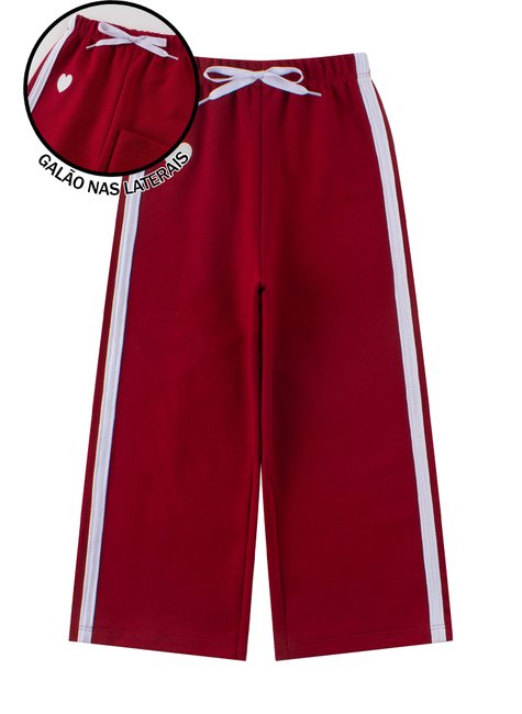calca wide leg infantil feminino moletom peluciado estilosa menina doce