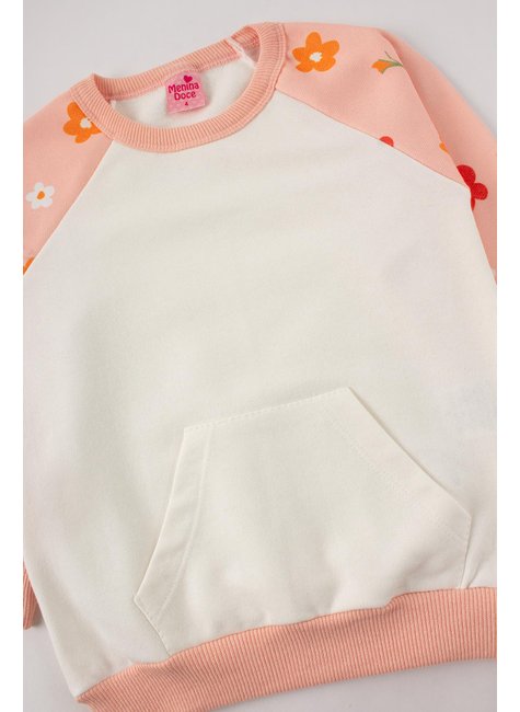 conjunto infantil feminino moletom peluciado flowers menina doce 4