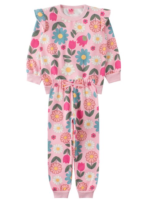 conjunto infantil feminino moletom sublimado peluciado florido menina doce 6