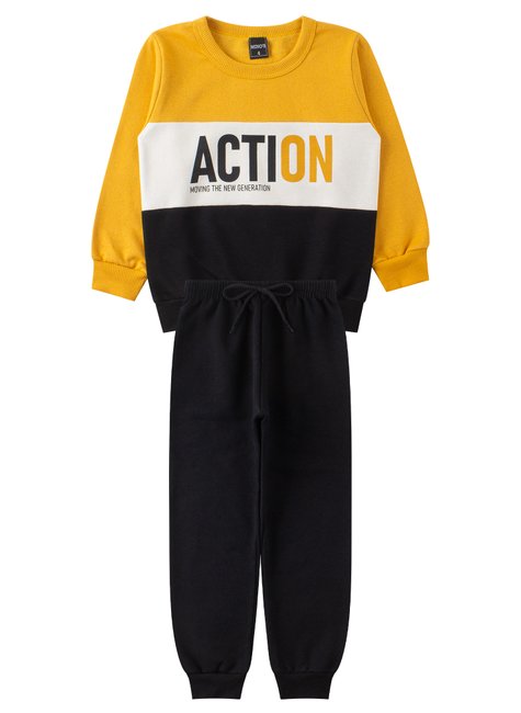 conjunto infantil masculino moletom peluciado action mino s