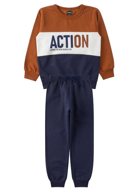 conjunto infantil masculino moletom peluciado action mino s 11