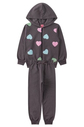 Conjunto Infantil Feminino Moletom Peluciado Corações - Menina Doce