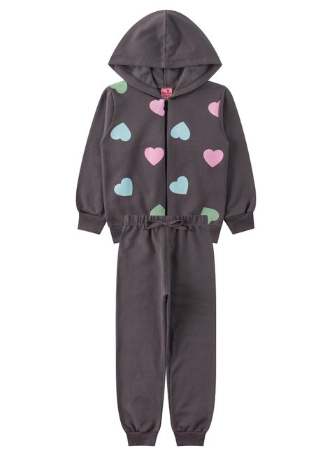 conjunto infantil feminino moletom peluciado coracoes menina doce 11