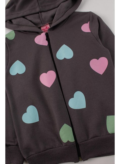conjunto infantil feminino moletom peluciado coracoes menina doce 14