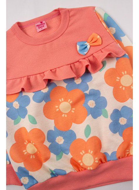conjunto infantil feminino moletom sublimado peluciadomoletom peluciado flowers menina doce 4