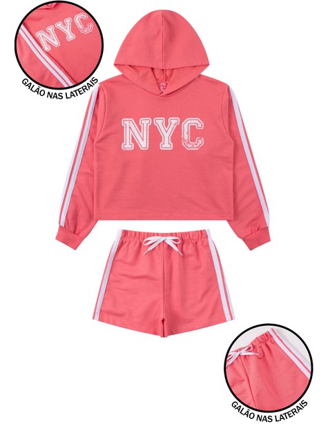 conjunto infantil feminino moletinho nyc menina doce 16
