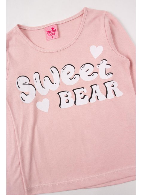 conjunto infantil feminino meia malhasuplex sublimado peluciado sweet bear menina doce 4