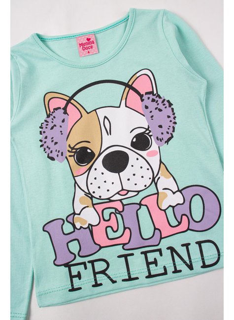 conjunto infantil feminino meia malhasuplex sublimado peluciado hello friend menina doce 4