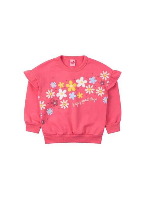 conjunto infantil feminino moletom peluciado flores menina doce 7