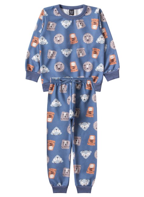 conjunto infantil masculino moletom sublimado peluciado animals good boy