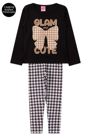 Conjunto Infantil Feminino Meia Malha/Suplex Sublimado Peluciado Glam - Menina Doce